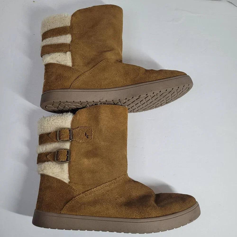 Koolaburra By UGG Girls Youth Short Suede Shearling‎ Boots Size 3 Tan 1096445